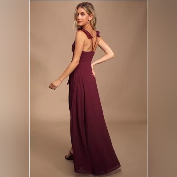 Lulu’s Here’s To Us Maxi Dress medium Wrap Special Ocassion Bridal Party Evening - Picture 4 of 15